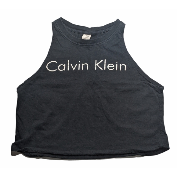 Black Reworked Calvin Klein Crop Top - Picture 1 of 5